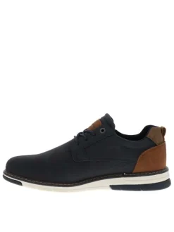 Sneakers bleu marine à talon plat avec des lacets et un zip latéral
