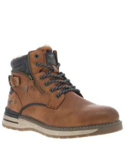 Sneakers bleu marine à talon plat avec des lacets et un zip latéral