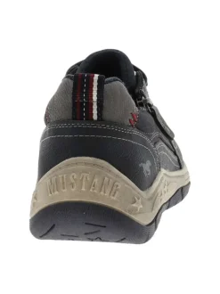 Sneakers bleu marine à talon plat avec des lacets et un zip latéral