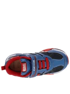 Sneakers bleu à semelle semi-compensée et à lacets élastiqués et bande auto-agrippante