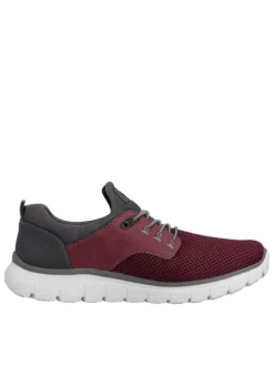 Sneakers bordeaux à talon plat avec une languette d'aisance à l'arrière