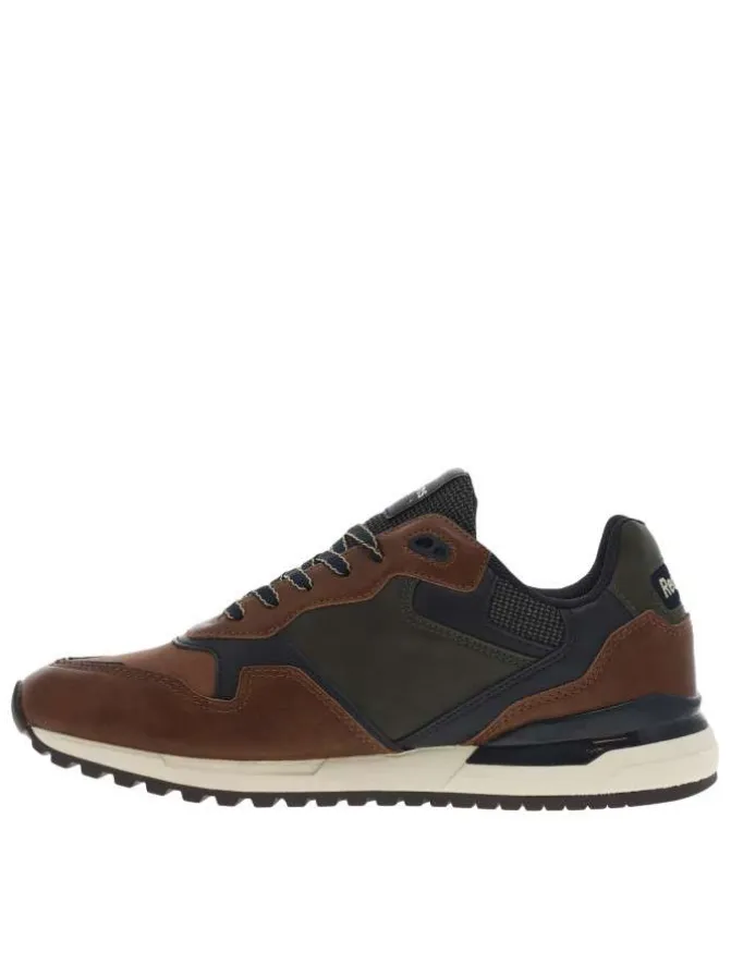 Sneakers brandy à talon plat et à lacets plats bicolores et patch rond