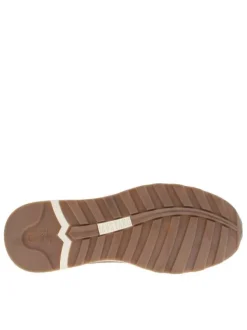 Sneakers brunes et kaki, à semelle semi-compensée et à lacets plats