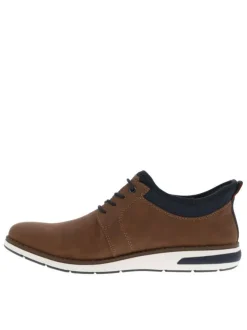 Sneakers brun à talon plat et à lacets élastiqués ronds avec marque embossée