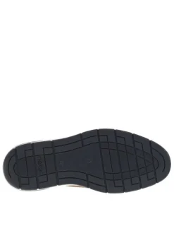 Sneakers brun à talon plat et à lacets élastiqués ronds avec marque embossée