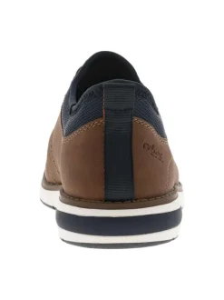 Sneakers brun à talon plat et à lacets élastiqués ronds avec marque embossée
