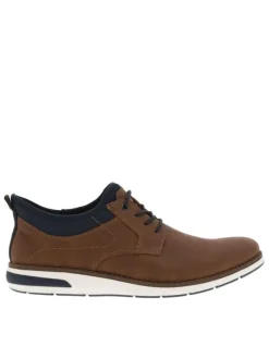 Sneakers brun à talon plat et à lacets élastiqués ronds avec marque embossée