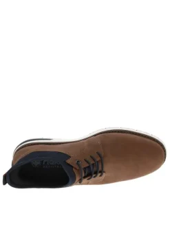 Sneakers brun à talon plat et à lacets élastiqués ronds avec marque embossée