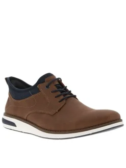 Sneakers brun à talon plat et à lacets élastiqués ronds avec marque embossée