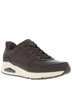 Sneakers chocolat à talon compensé bas et à slip-on avec lacets élastiqués