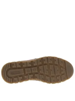 Sneakers cognac plates avec lacets plats marron et zip latéral