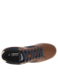 Sneakers cognac à semelle à talon plat, à lacets et nom de la marque