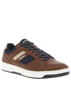 Sneakers cognac à semelle à talon plat, à lacets et nom de la marque
