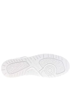 Sneakers en cuir blanches avec semelle à talon plat et empiècements contrastés
