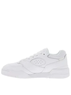 Sneakers en cuir blanc à semelle tennis à talon renforcé, col rembourré