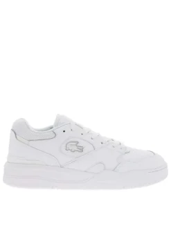 Sneakers en cuir blanc à semelle tennis à talon renforcé, col rembourré