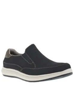 Sneakers en cuir bleues marine à surpiqûres grises et à fermeture slip-on