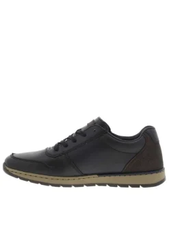 Sneakers en cuir bleu marine avec semelle à talon plat et zip latéral