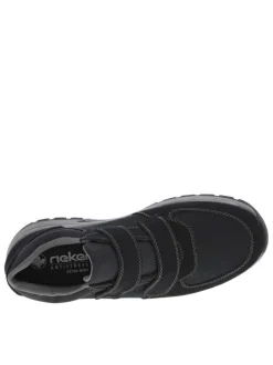Sneakers en cuir bleu marine à talon plat pourvues de bandes auto-agrippantes