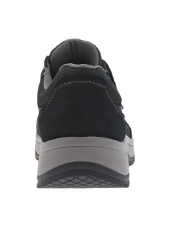 Sneakers en cuir bleu marine à talon plat pourvues de bandes auto-agrippantes