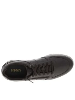 Sneakers en cuir café à semelle à talon plat et à lacets et zip sur le côté