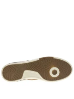 Sneakers en cuir camels avec des détails noirs et un zip à semelle plate