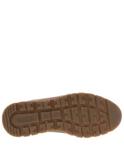 Sneakers en cuir cognac avec semelle à talon plat et zip latéral