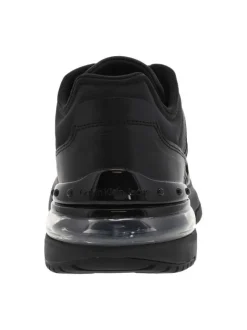 Sneakers en cuir et nylon recyclé noir à semelle semi-compensé par bulle d'air et Slip-on