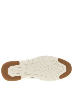 Sneakers en cuir kakis avec le bout et le talon en maille et à lacets ronds