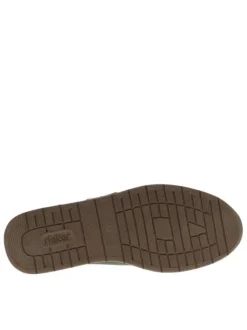 Sneakers en cuir kaki à talon plat avec des lacets et un zip latéral