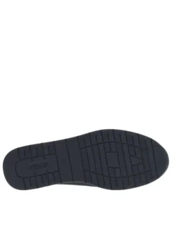 Sneakers en cuir marine à talon plat et à lacets ronds avec zip latéral
