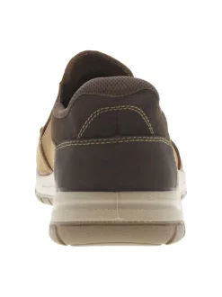 Sneakers en cuir marrons à semelle plate et à fermeture slip-on