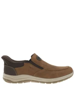 Sneakers en cuir marrons à semelle plate et à fermeture slip-on