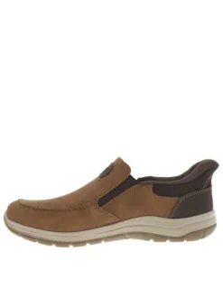 Sneakers en cuir marrons à semelle plate et à fermeture slip-on