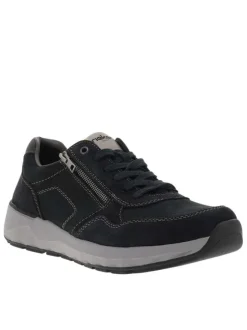 Sneakers en cuir noires avec semelle à talon compensé bas et zip latéral