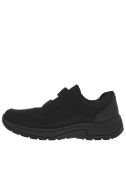 Sneakers en cuir noires à talon plat et à bandes auto-agrippantes