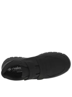 Sneakers en cuir noires à talon plat et à bandes auto-agrippantes