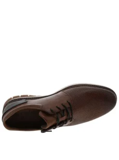 Sneakers en cuir noisette à talon plat avec des lacets et un zip latéral