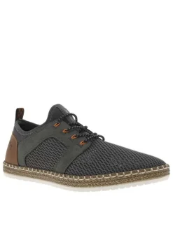 Sneakers en filet ajouré grises anthracite à semelle plate beige