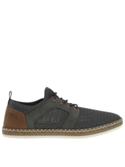 Sneakers en filet ajouré grises anthracite à semelle plate beige