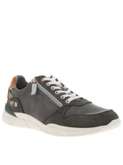 Sneakers grises anthracite à semelle plate et à lacets plats avec un zip