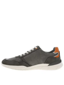 Sneakers grises anthracite à semelle plate et à lacets plats avec un zip