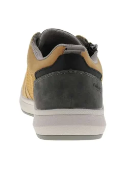 Sneakers jaune à talon plat avec des lacets et un zip latéral