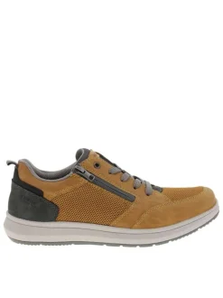 Sneakers jaune à talon plat avec des lacets et un zip latéral