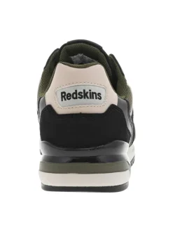 Sneakers kaki à semelle à talon plat, à lacets et étiquette