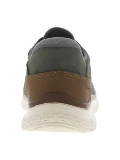 Sneakers kaki à talon plat et à lacets élastiqués kaki avec marque embossée