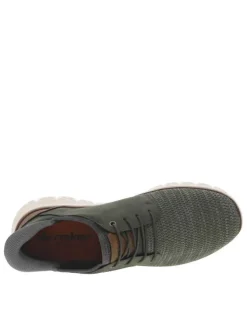 Sneakers kaki à talon plat et à lacets élastiqués kaki avec marque embossée