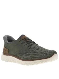 Sneakers kaki à talon plat et à lacets élastiqués kaki avec marque embossée