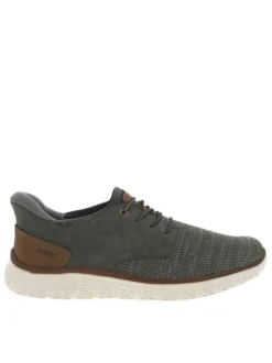 Sneakers kaki à talon plat et à lacets élastiqués kaki avec marque embossée