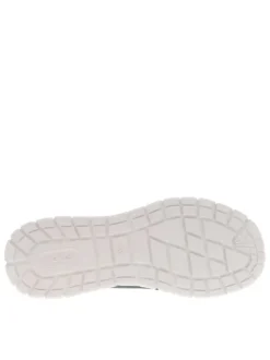 Sneakers marine à semelle blanche ajourée avec empiècements marron